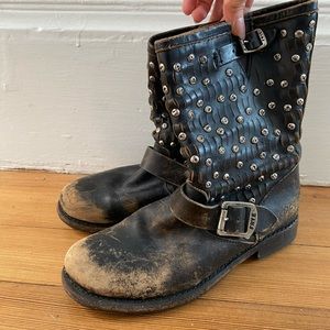 Frye Leather Midi Studded Boots